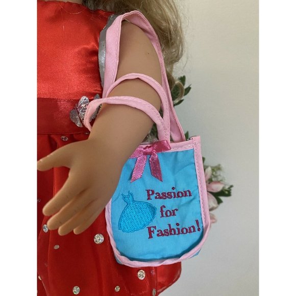 American Girl Battat OG Blue Pink Shopping Hand Bag for Dolls 16" 18" Retired - Picture 1 of 10